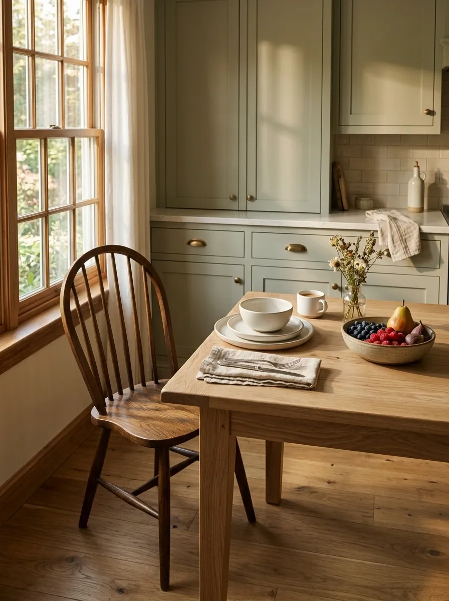 Soft Sage Kitchen With Everyday Breakfast Styling