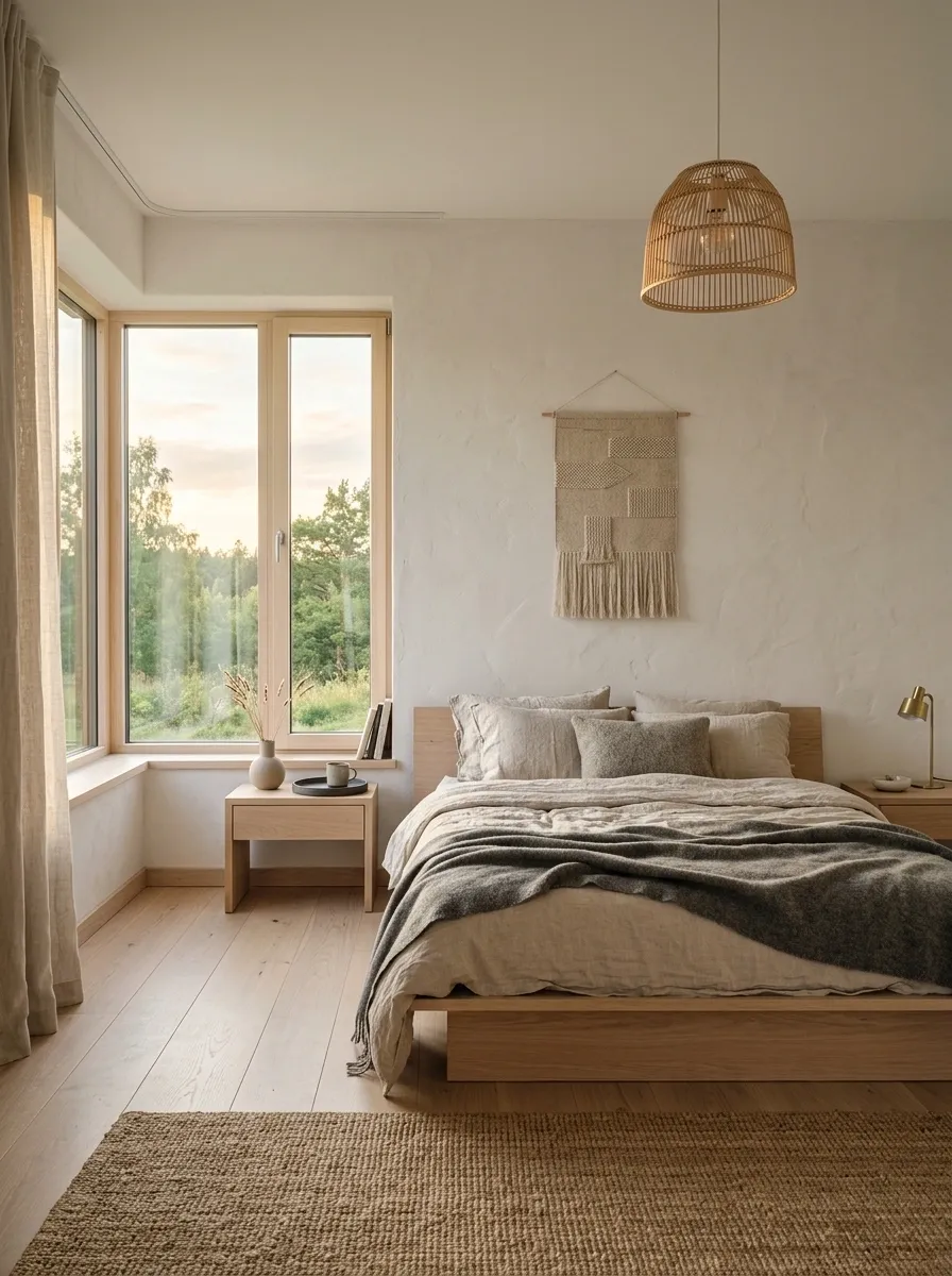 Soft Scandi Bedroom With a Side-Aligned Window