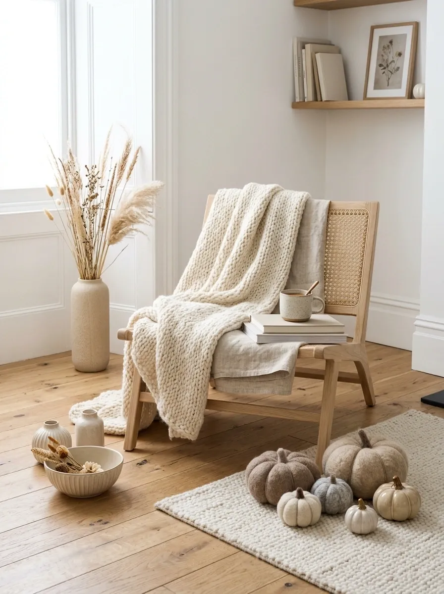 Soft Scandinavian Fall Corner With Wool and Pale Oak