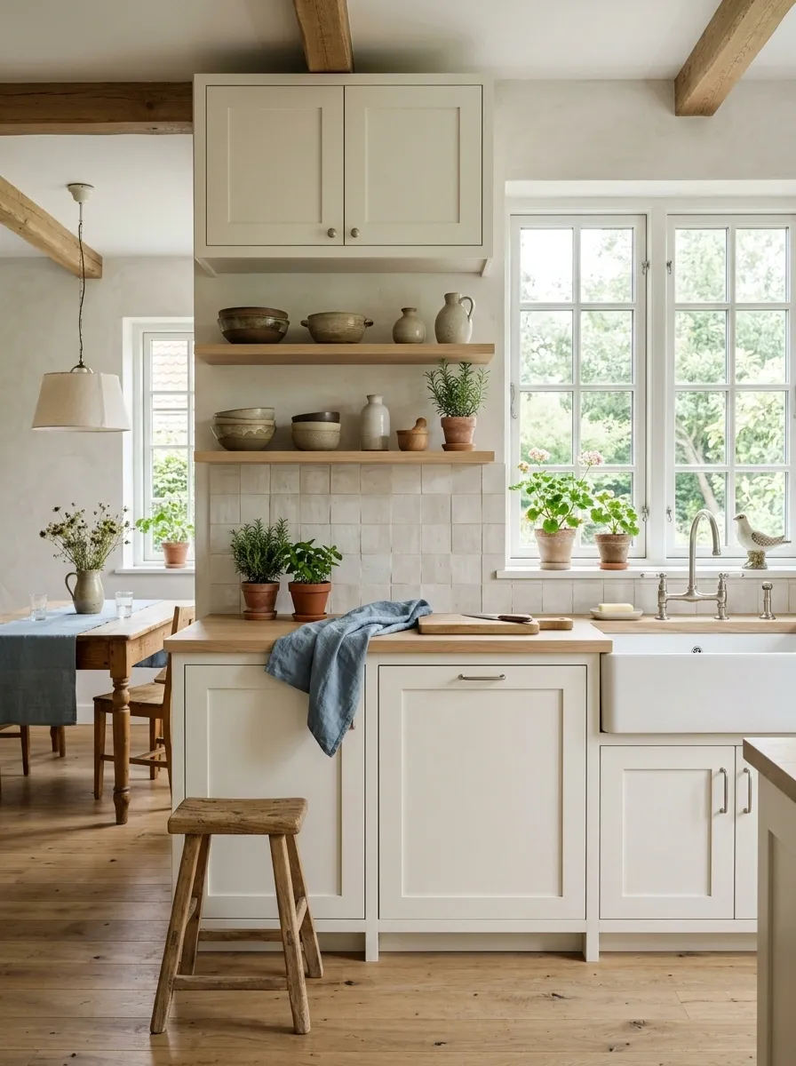 Soft Scandinavian Vintage Kitchen With Pale Wood
