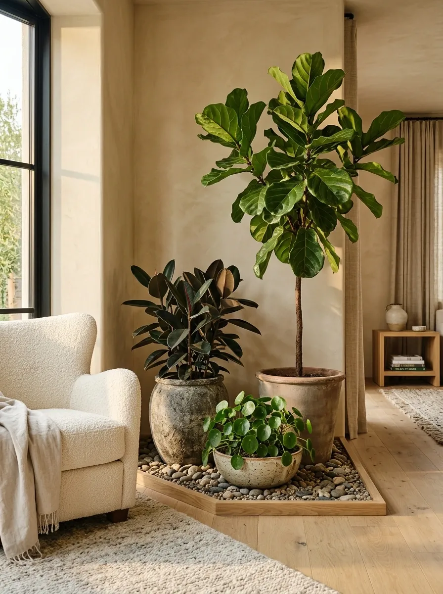 Statement Plant Group With Built-In Pebble Tray