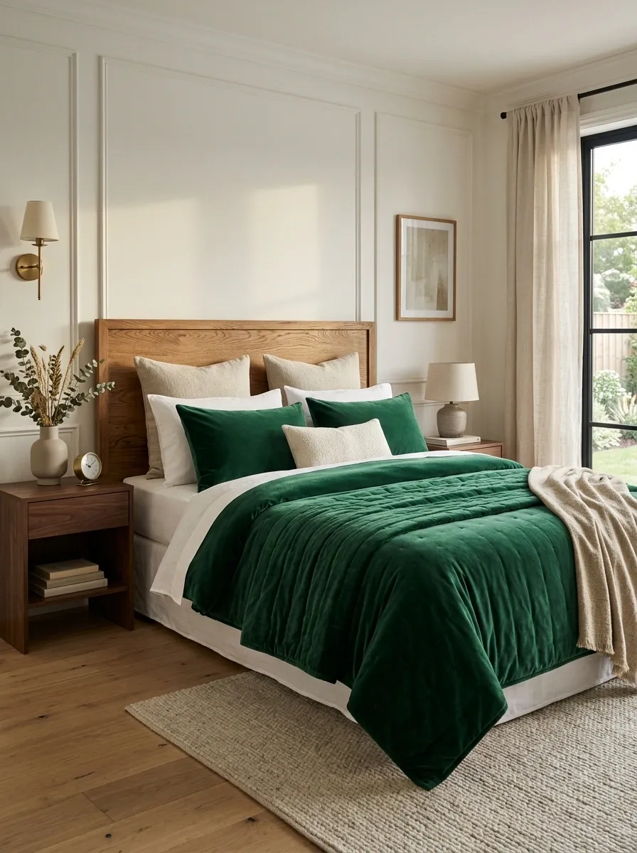 Style Emerald Bedding With Crisp White Sheets