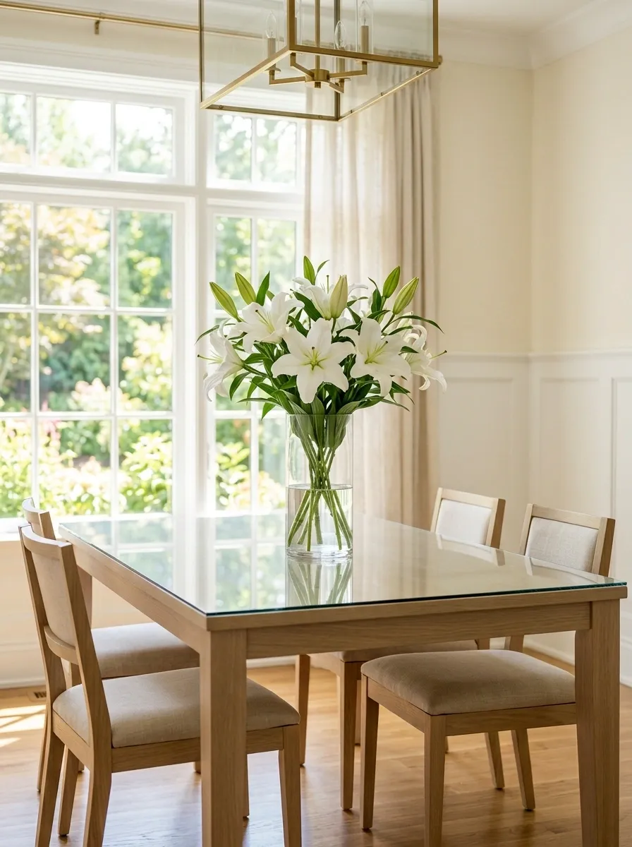 Style Lilies in a Clear Glass Vase for a Lighter Look