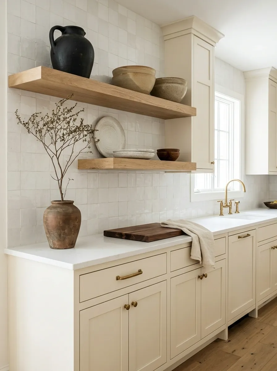 Style Open Shelving With Fewer, Larger Pieces