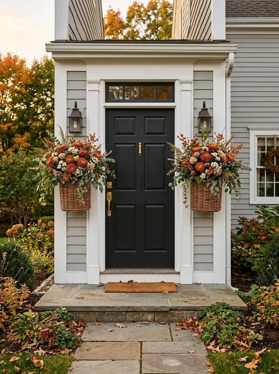 Symmetrical Double Baskets Around a Front Door