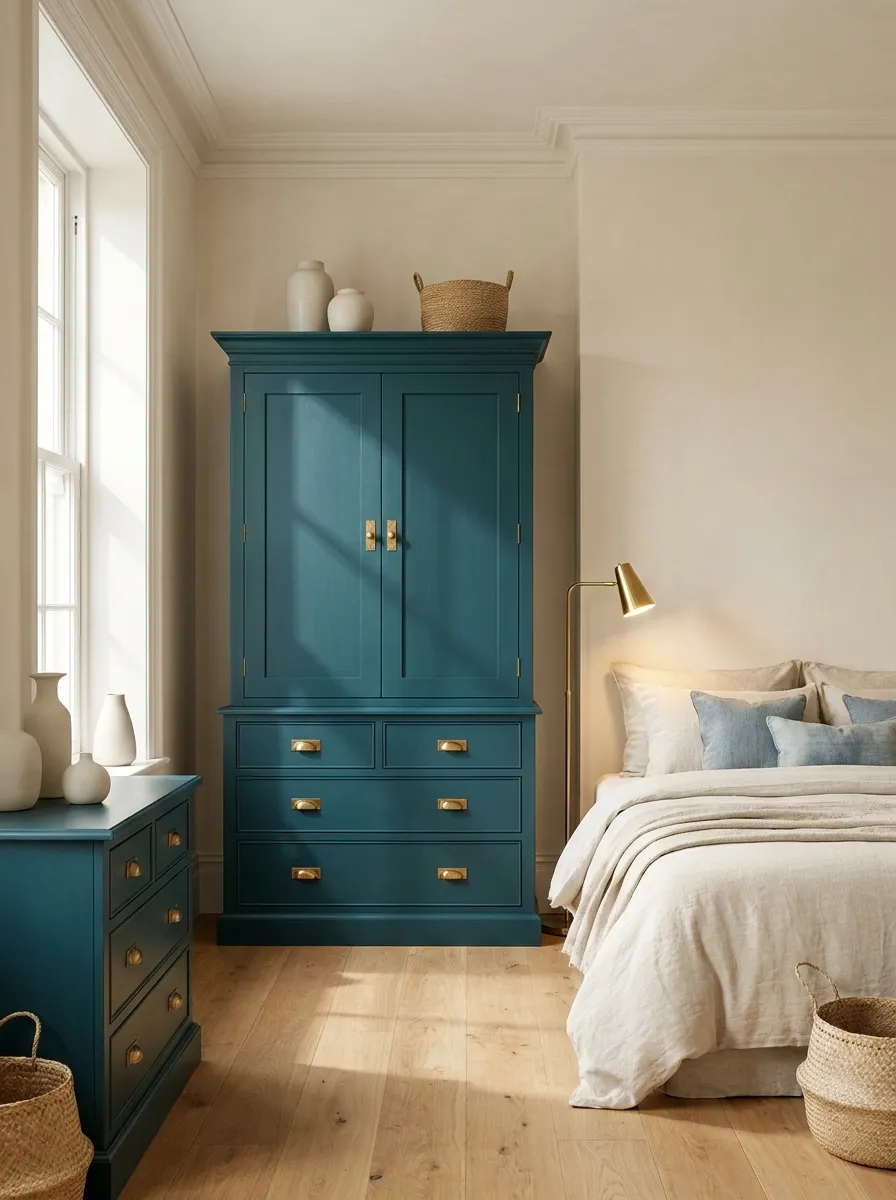 Teal Furniture With Brass And Cream