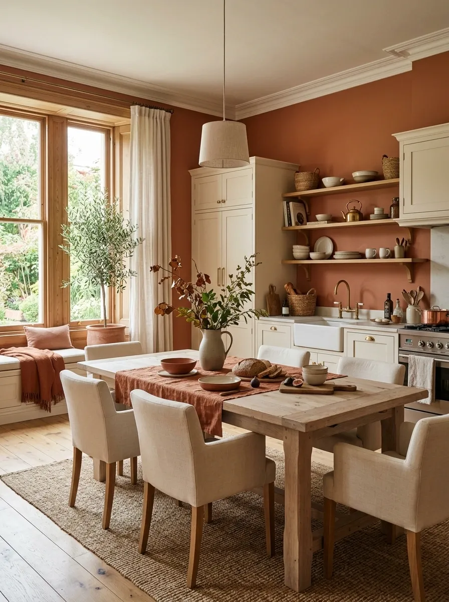 Terracotta and Cream Kitchen Table Composition