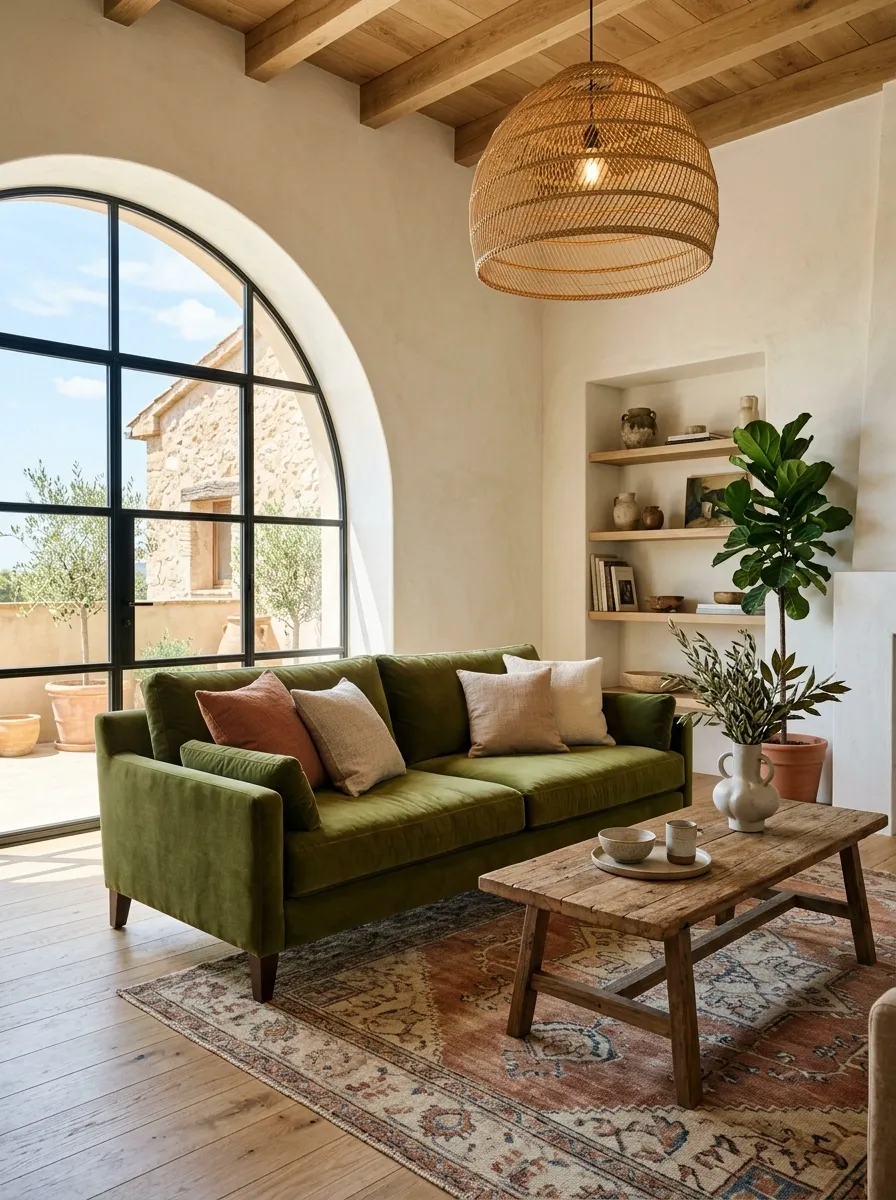 Terracotta and Olive Living Room With Mediterranean Warmth