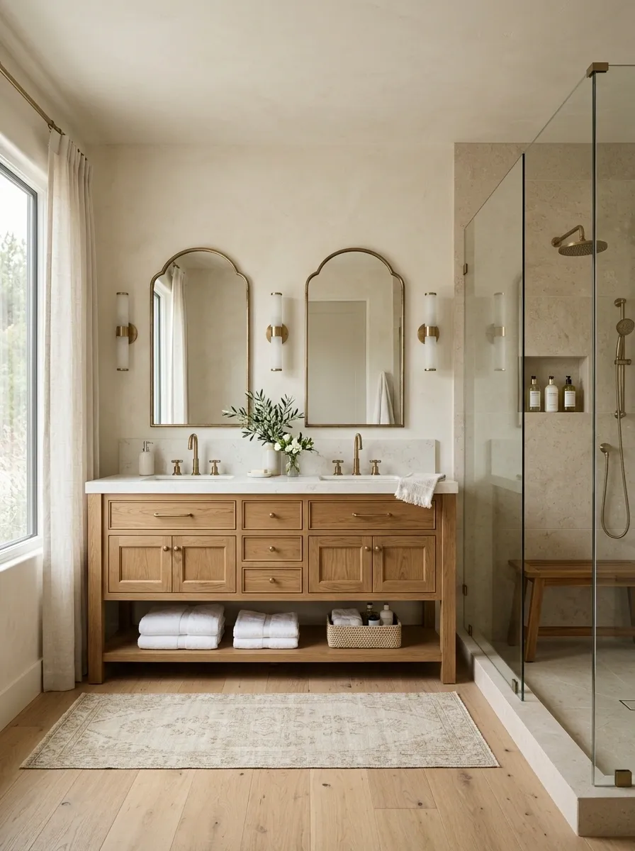 Timeless Beige Bathroom With Modern and Traditional Elements