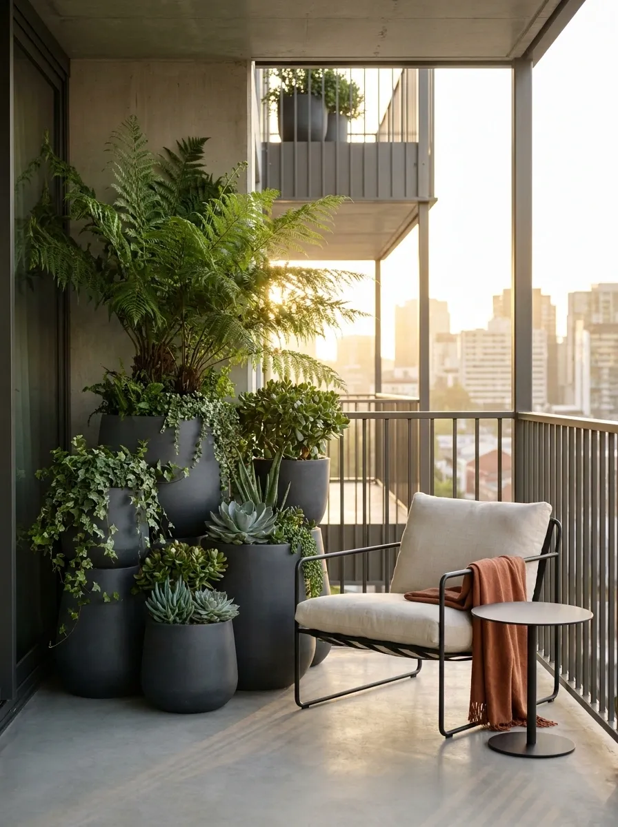 Tiny Balcony Garden With One Dramatic Corner Composition