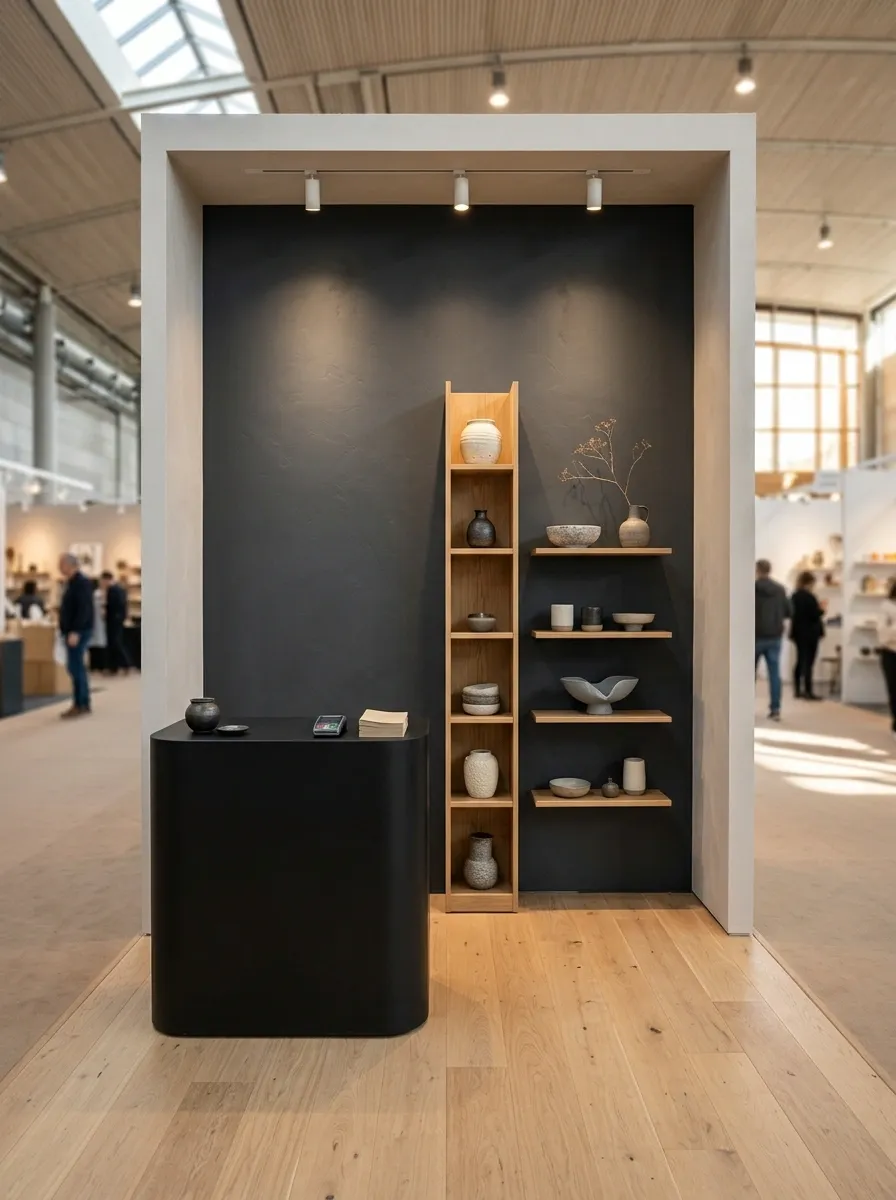 Tiny Booth With One Dramatic Feature Wall