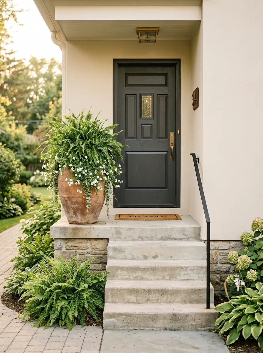Tiny Entry Steps With One Strong Focal Point