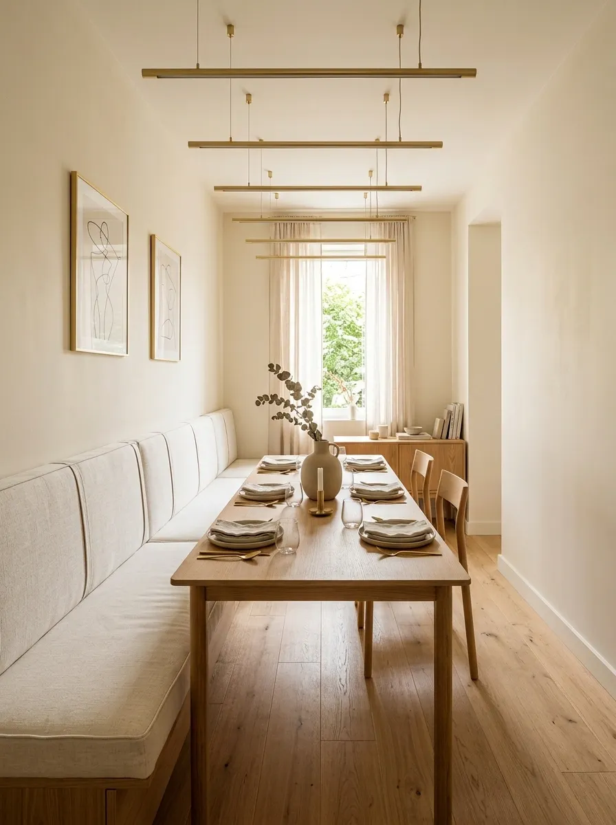 Tiny Galley Dining Area With One-Sided Banquette Seating