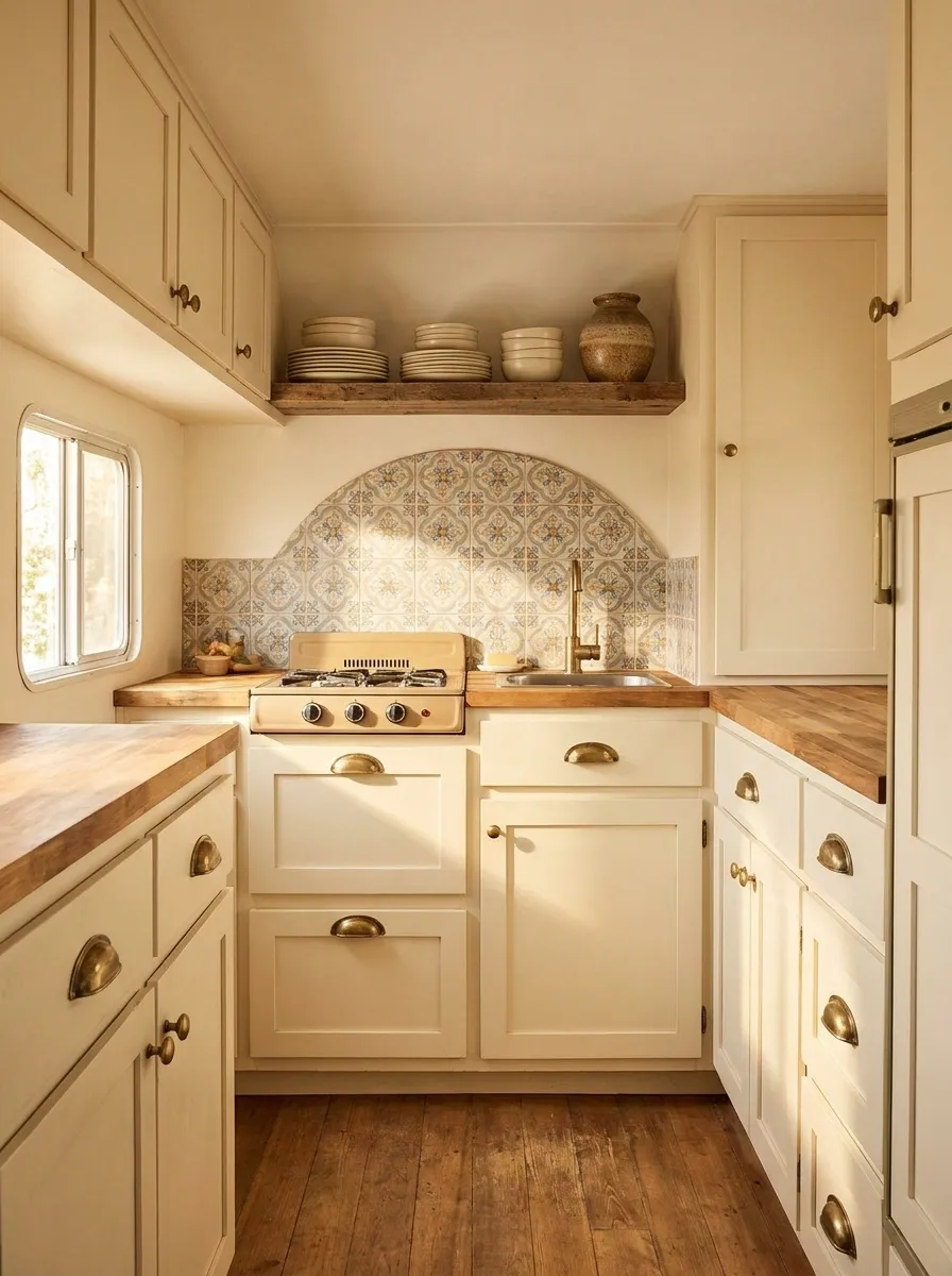 Tiny RV Kitchen With a Collected Vintage Look