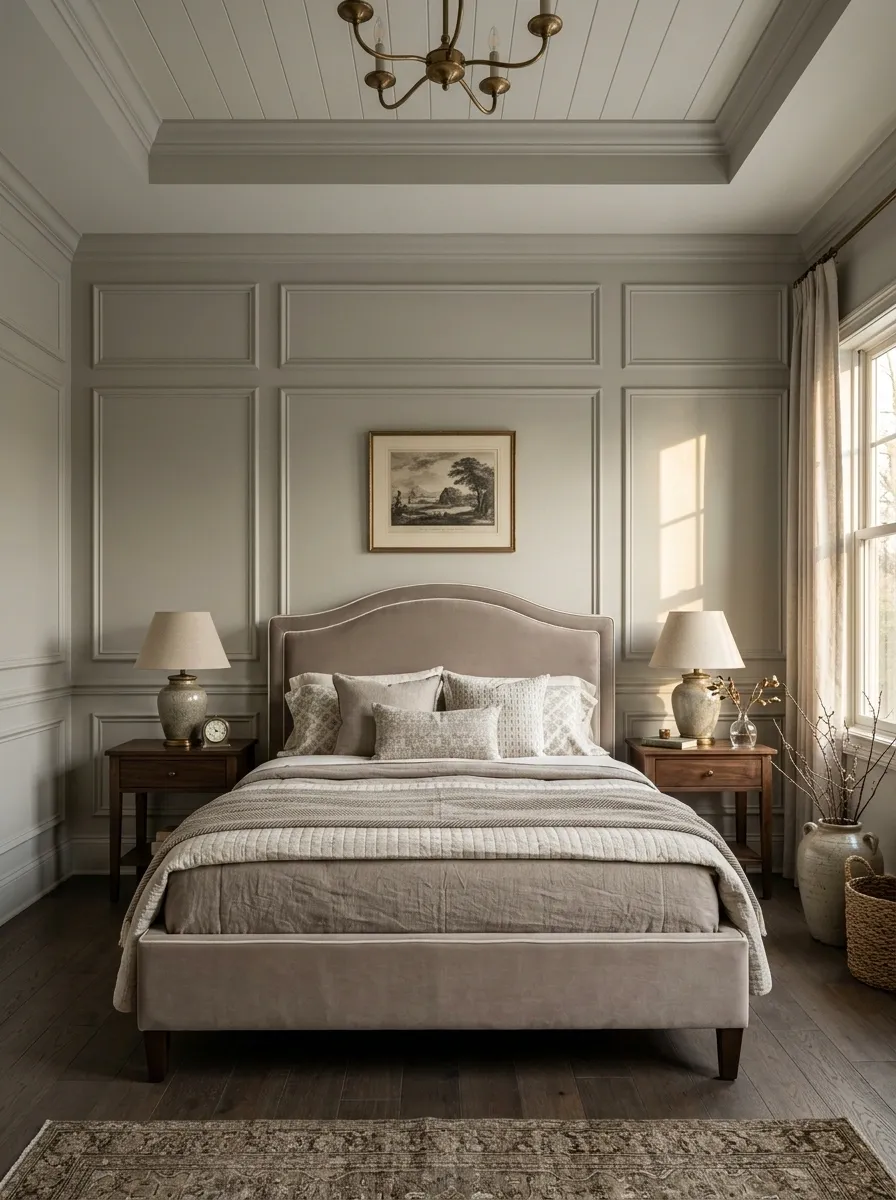 Traditional Bedroom With Decorative Picture Molding