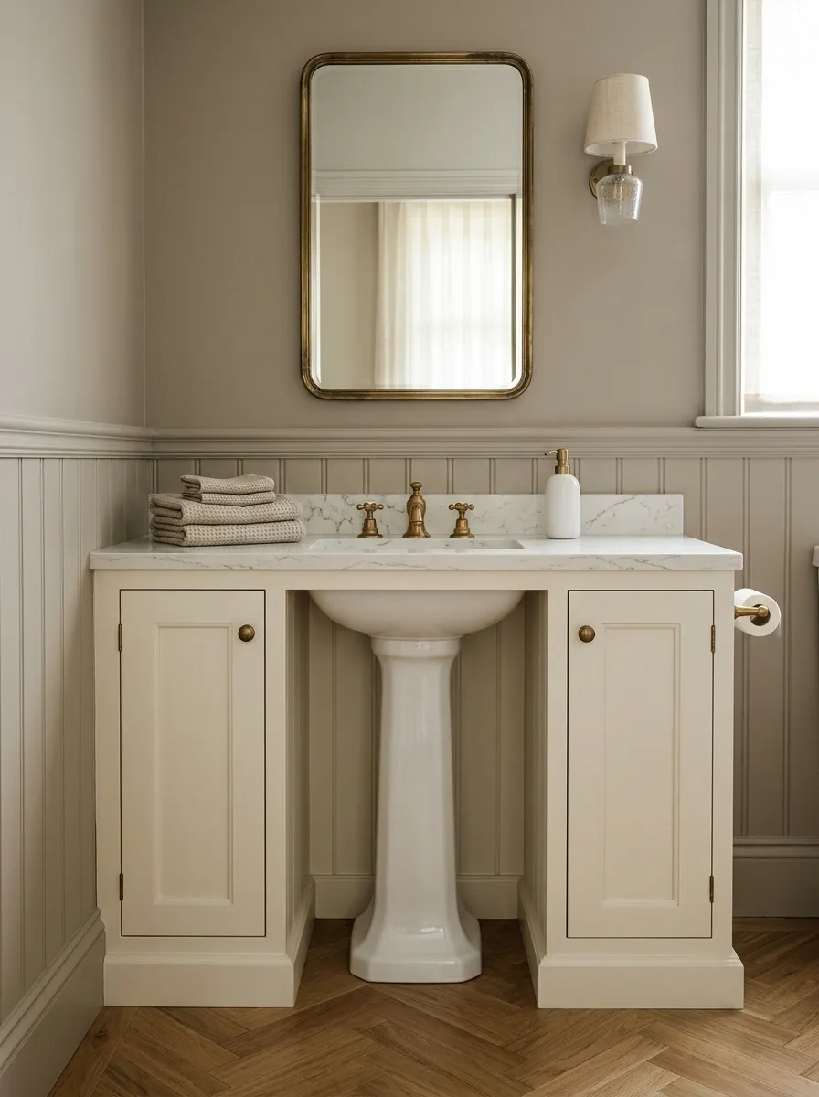 Traditional Painted Cabinet With a Pedestal Opening