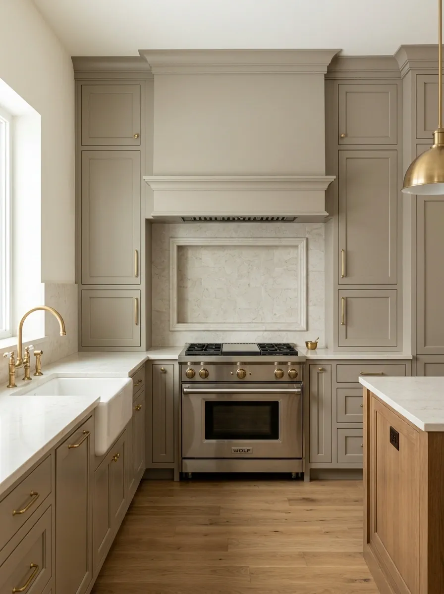 Transitional Kitchen With Framed Backsplash Niche