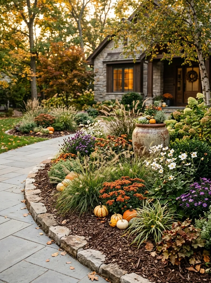 Tuck Mini Pumpkins Into Existing Flower Beds