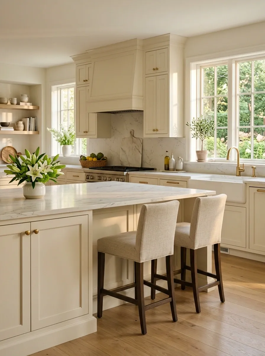 Tuck Short Lily Stems Into a Kitchen Island Arrangement