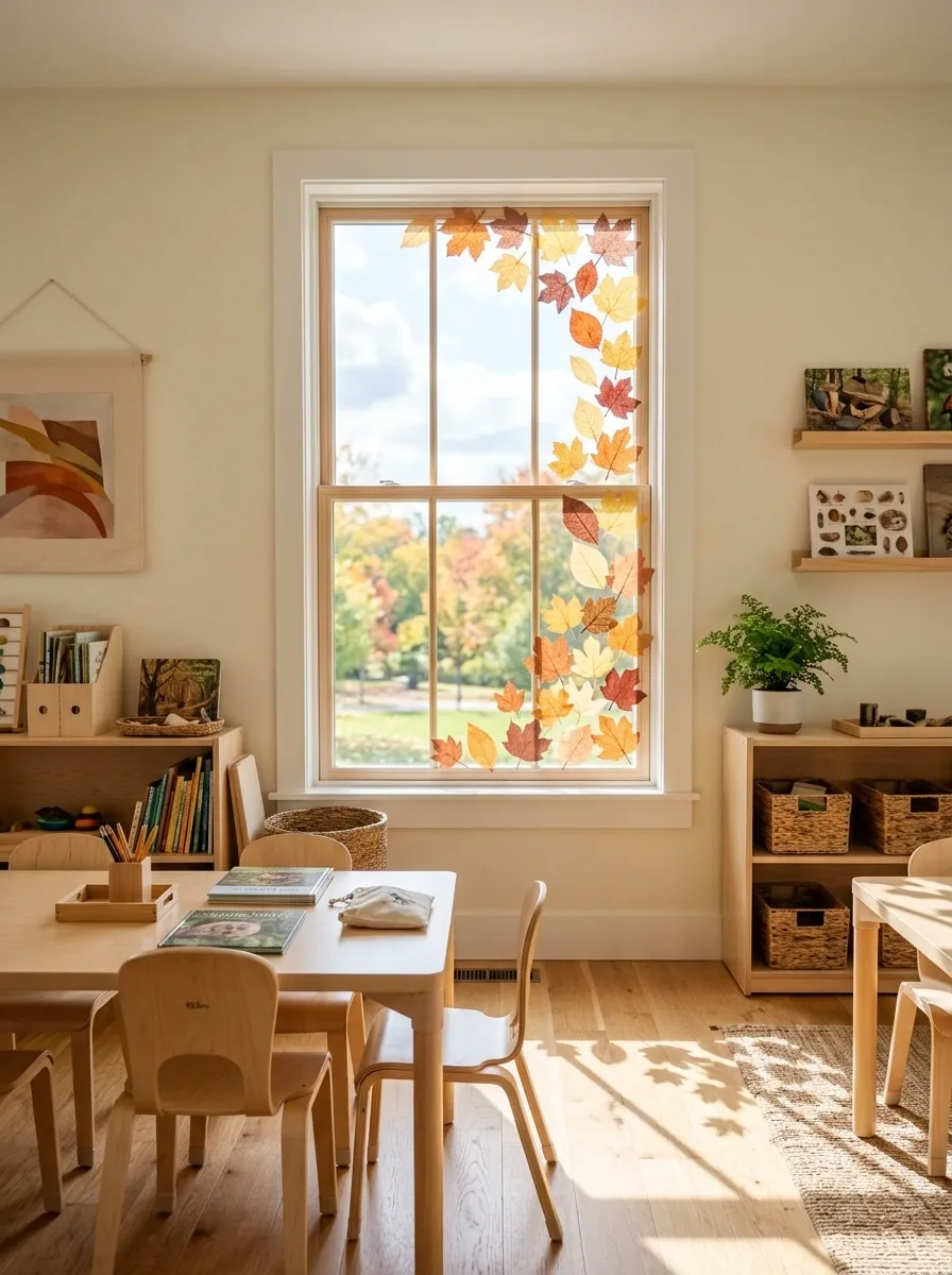 Turn a Classroom Window Into a Simple Leaf Scene
