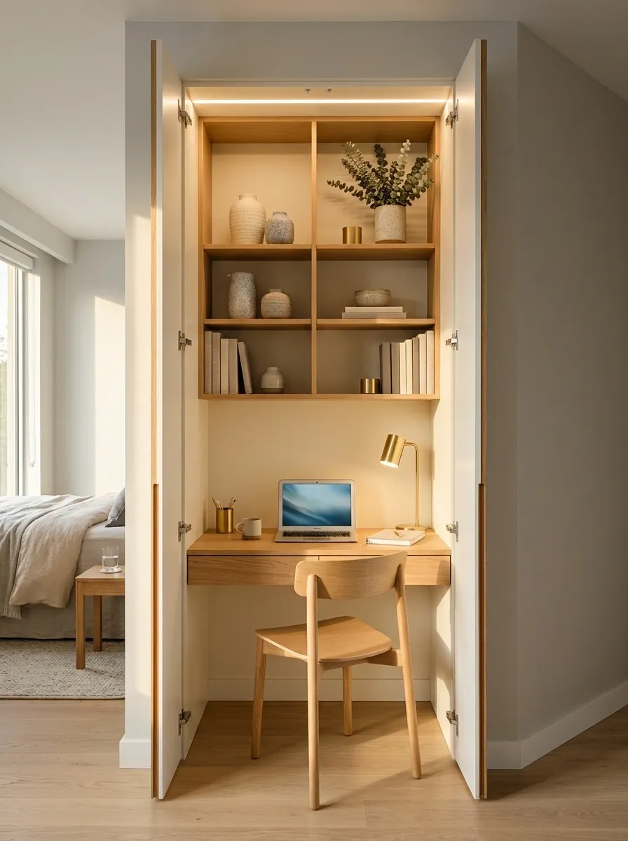 Turn a Closet Nook Into a Compact Office