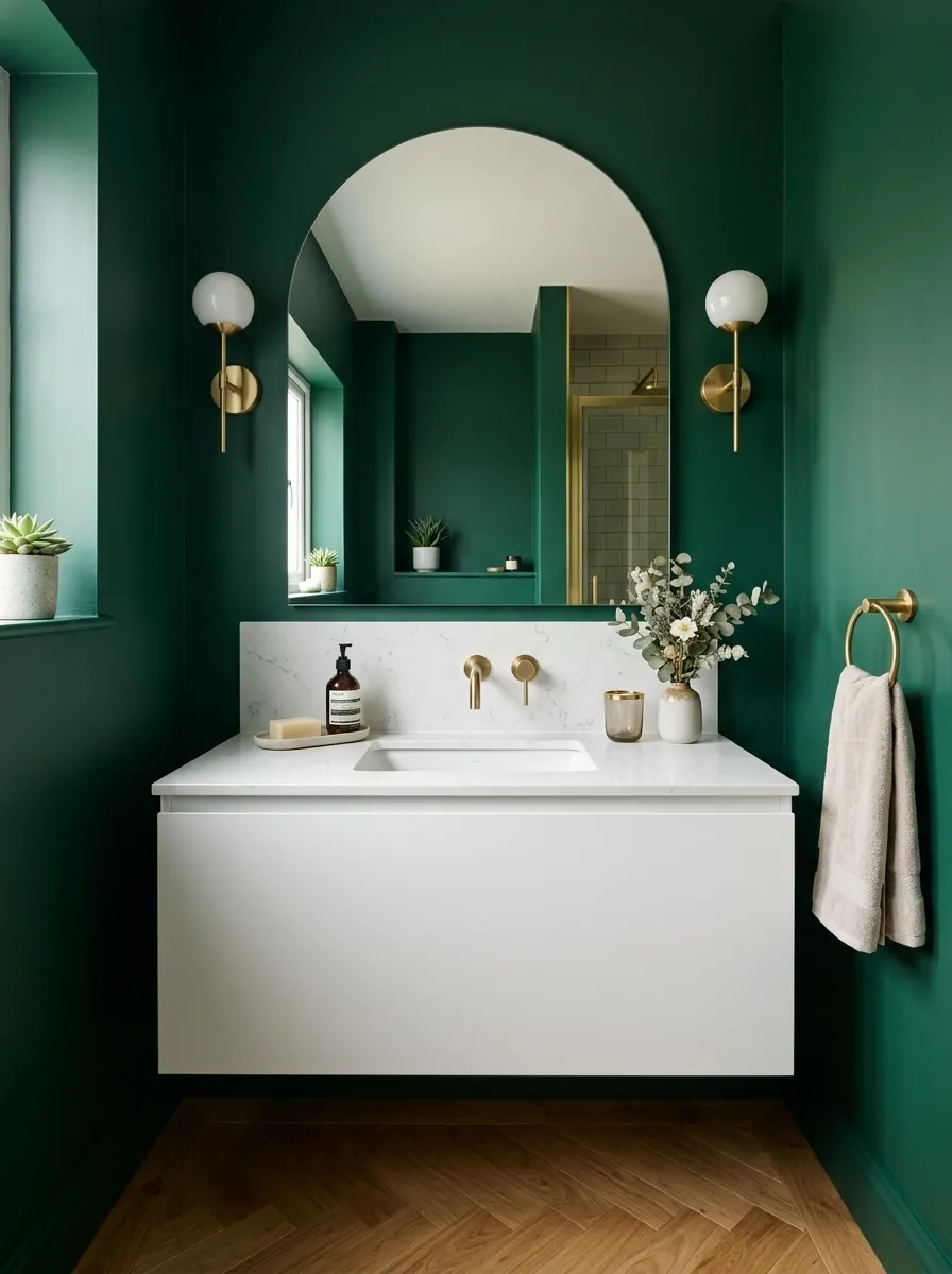 Turn a Small Bathroom Into an Emerald Statement Room