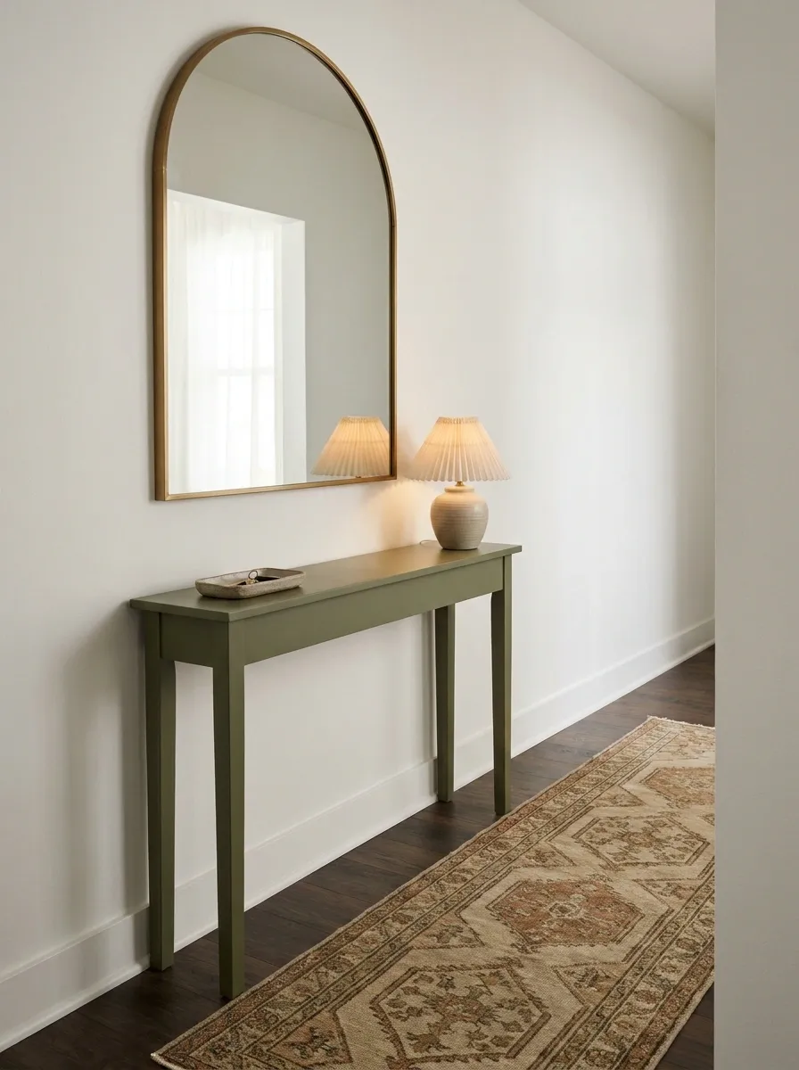 Turn a Small Entryway Into an Olive Green Moment