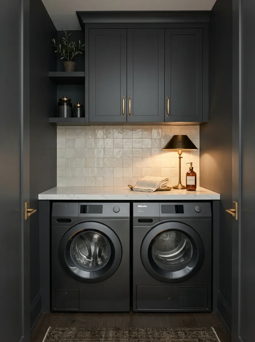 Turn a Small Laundry Nook Into a Dark Little Jewel Box