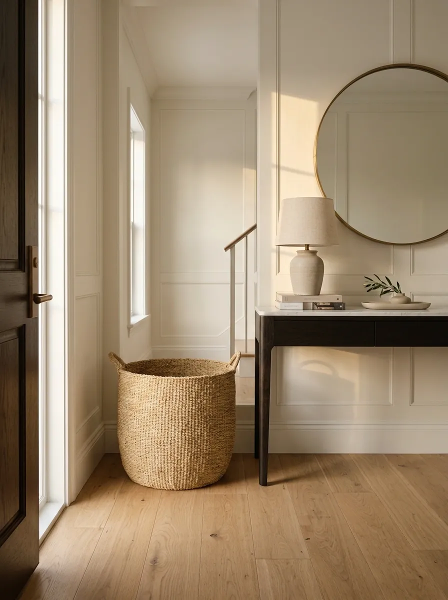 Turn an Oversized Basket or Pot Into an Entry Anchor