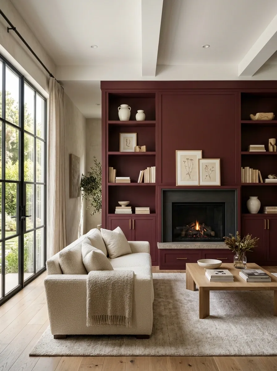 Turn Burgundy Built-Ins Into the Room's Architecture