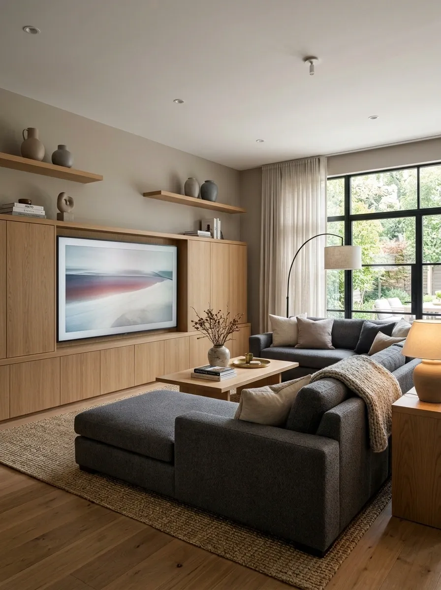 TV-Focused Family Room With Deep Chaise Sectional