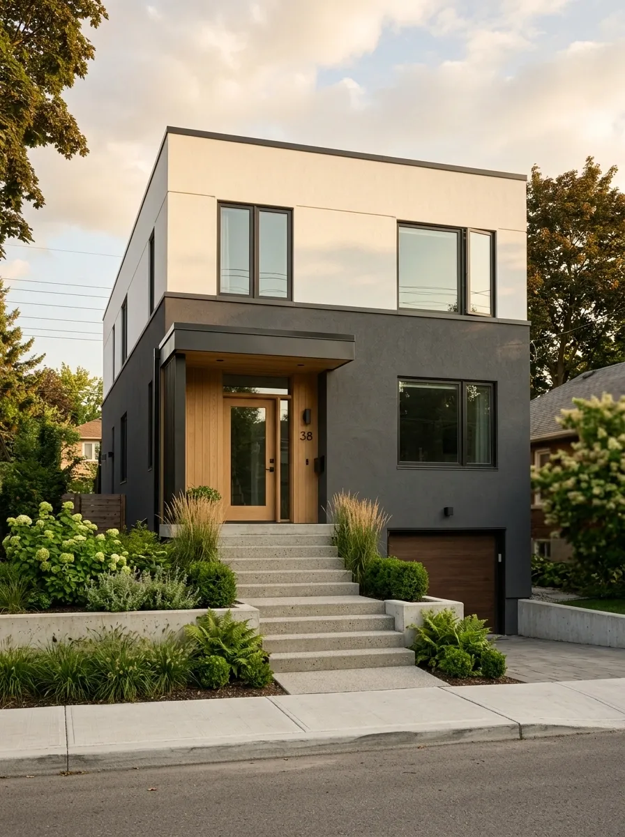 Two-Tone Modern House With Raised Entry