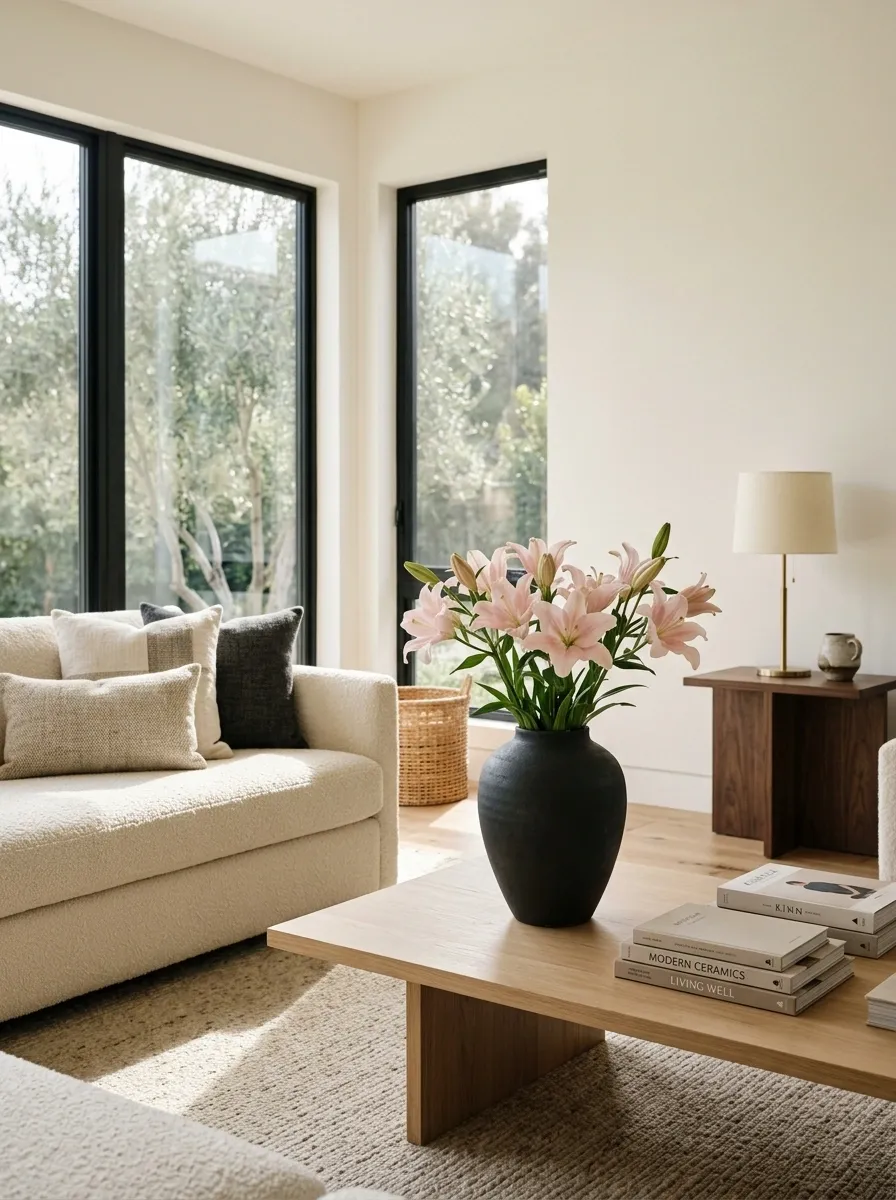 Use a Dark Vase to Make Pale Lilies Stand Out