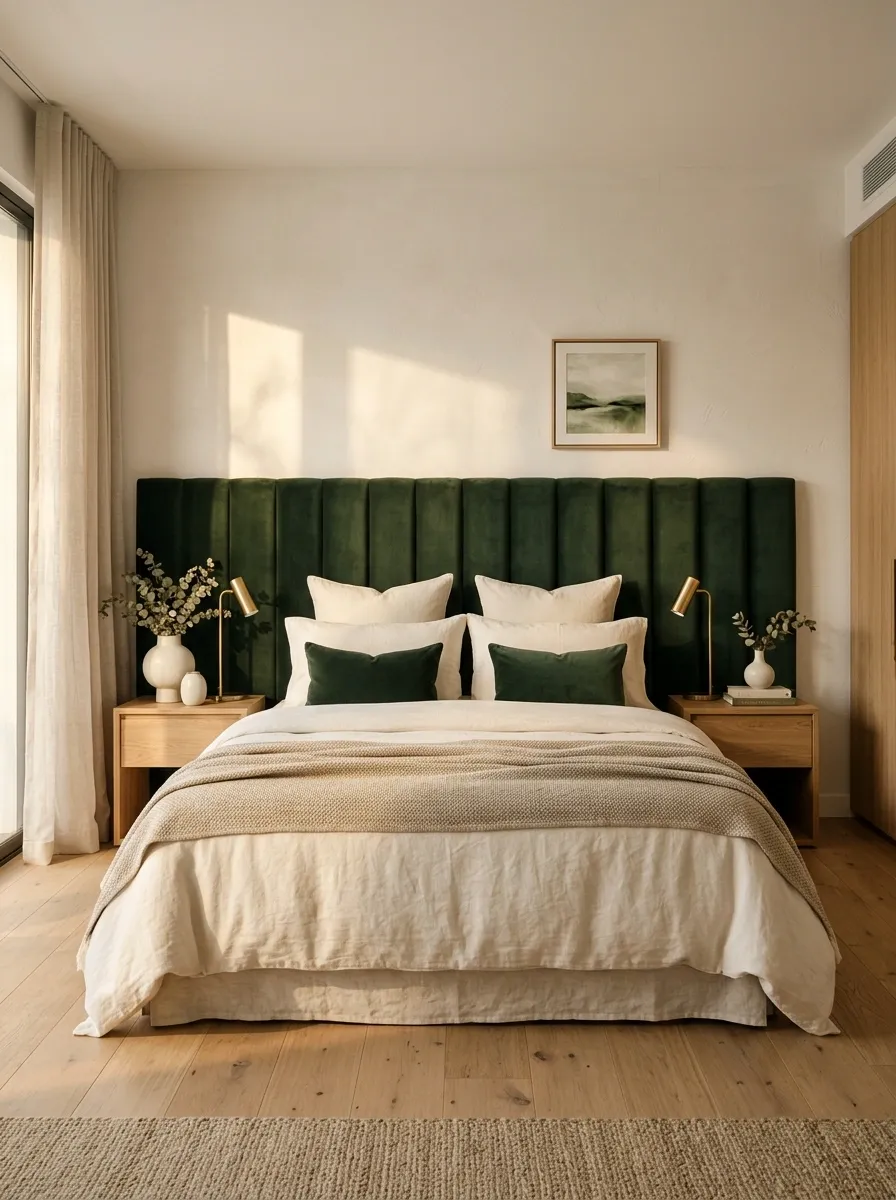 Use a Green Headboard Instead of Green Walls