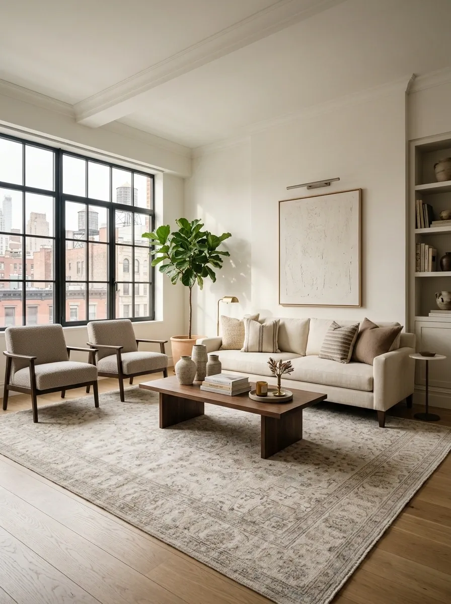 Use a Large Rug to Visually Pull the Seating Area Together