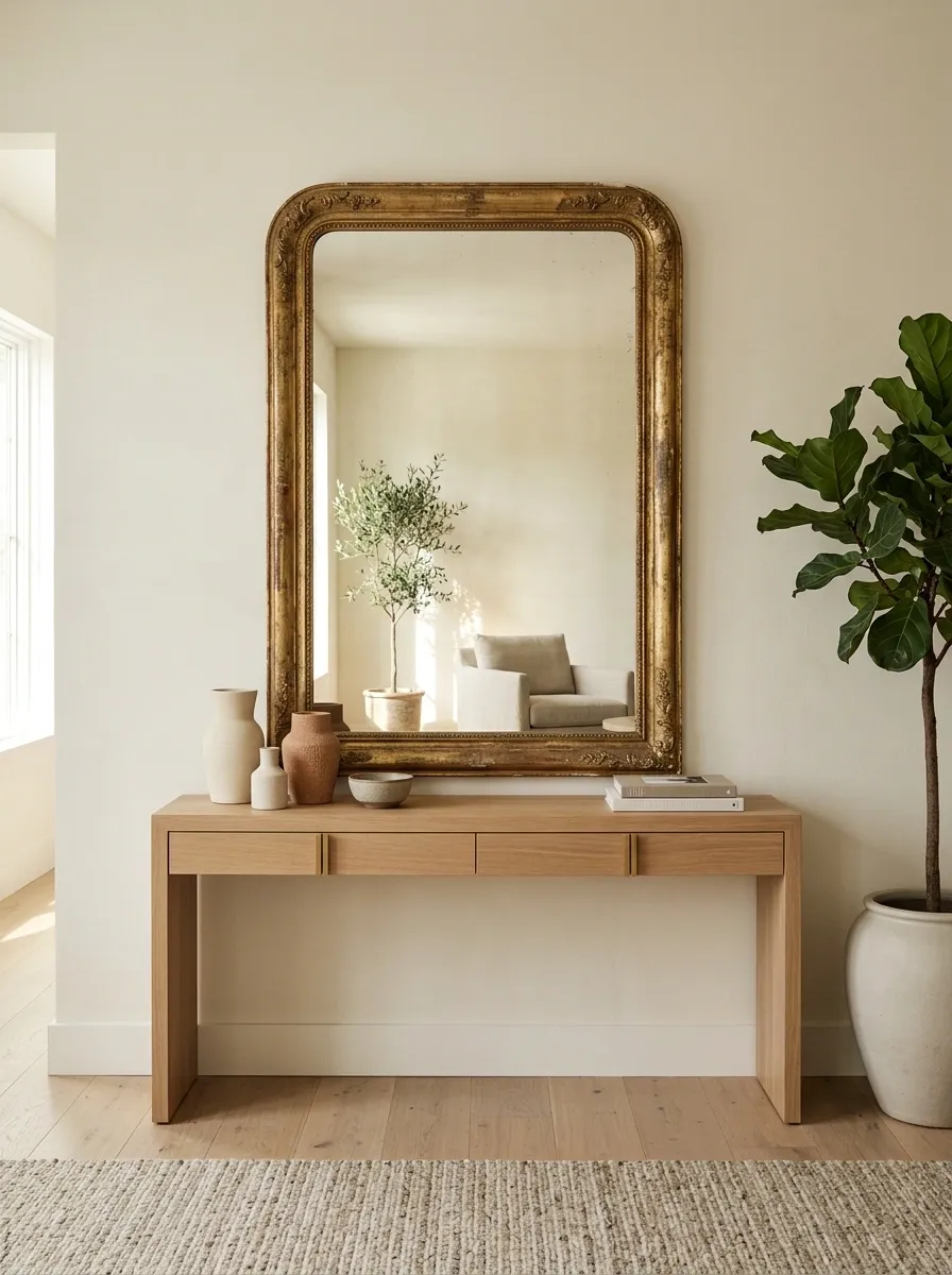 Use a Vintage Mirror to Soften a Modern Room