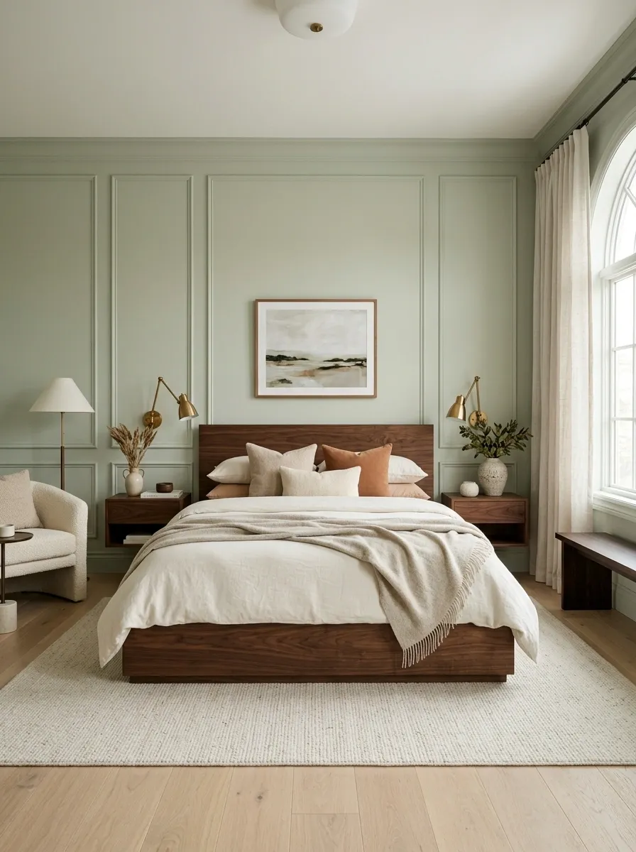Use a Walnut Bed to Give Soft Sage Some Weight