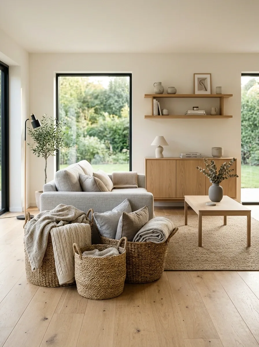 Use Baskets and Closed Storage to Hide Everyday Mess