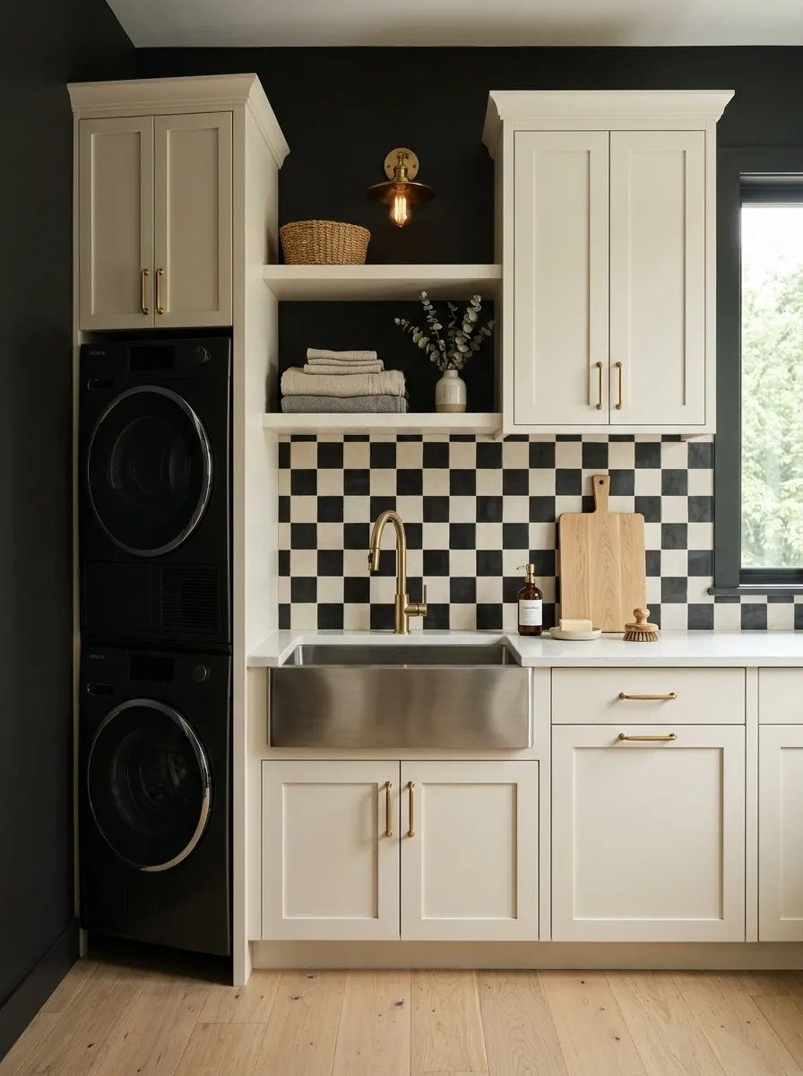 Use Black-and-Cream Tile Instead of a Fully Dark Wall