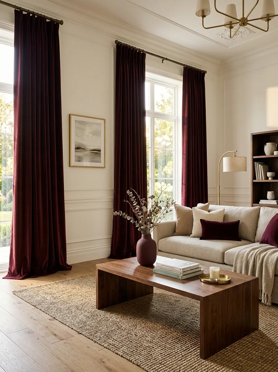 Use Burgundy Curtains Instead of Burgundy Walls