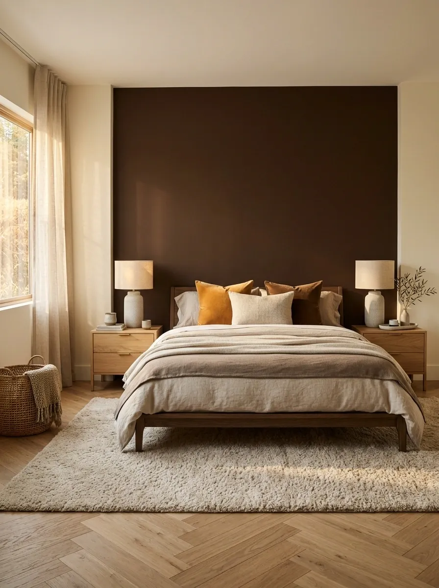 Use Chocolate Brown Only Behind the Bed