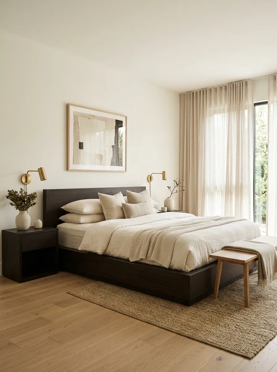Use Dark Brown Furniture in an All-Light Bedroom