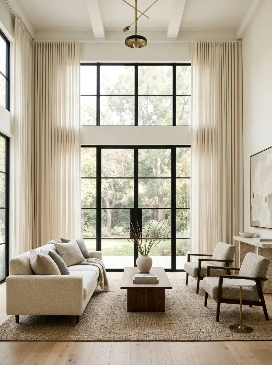 Use Full-Height Curtains to Stop Heavy Windows From Taking Over