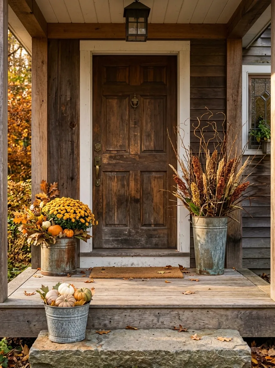 Use Galvanized Buckets for Flowers, Branches, and Pumpkins