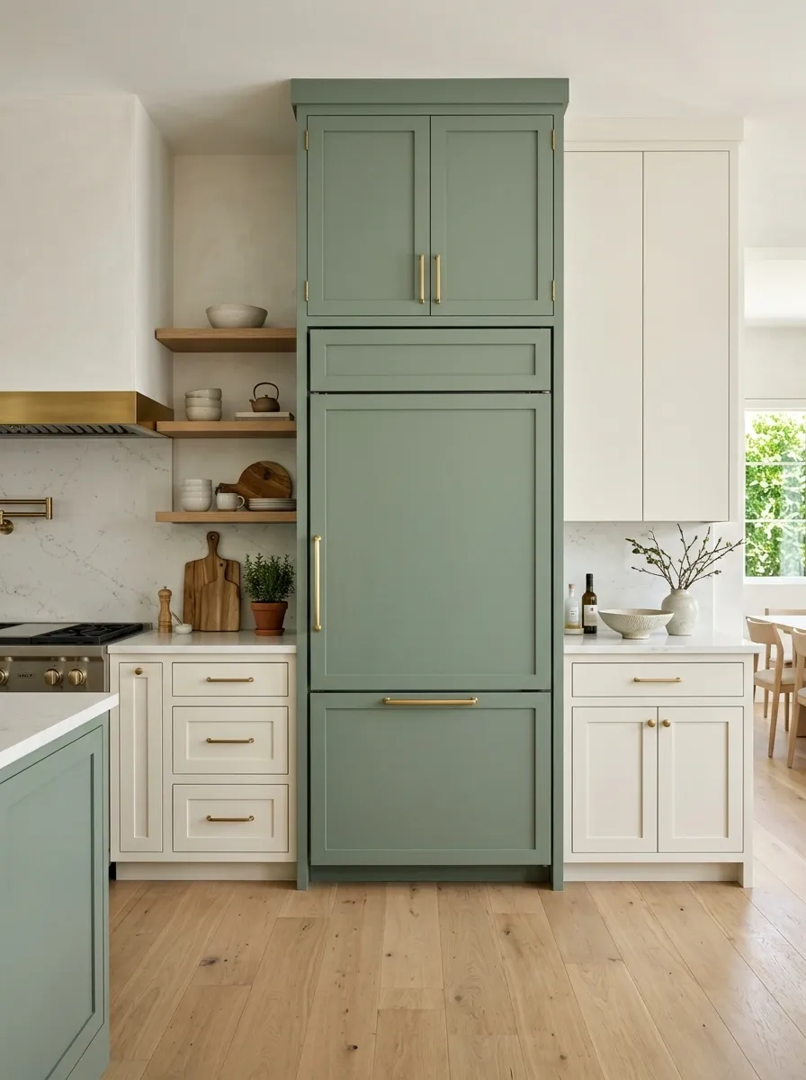 Use Green Only on the Pantry or Tall Cabinets
