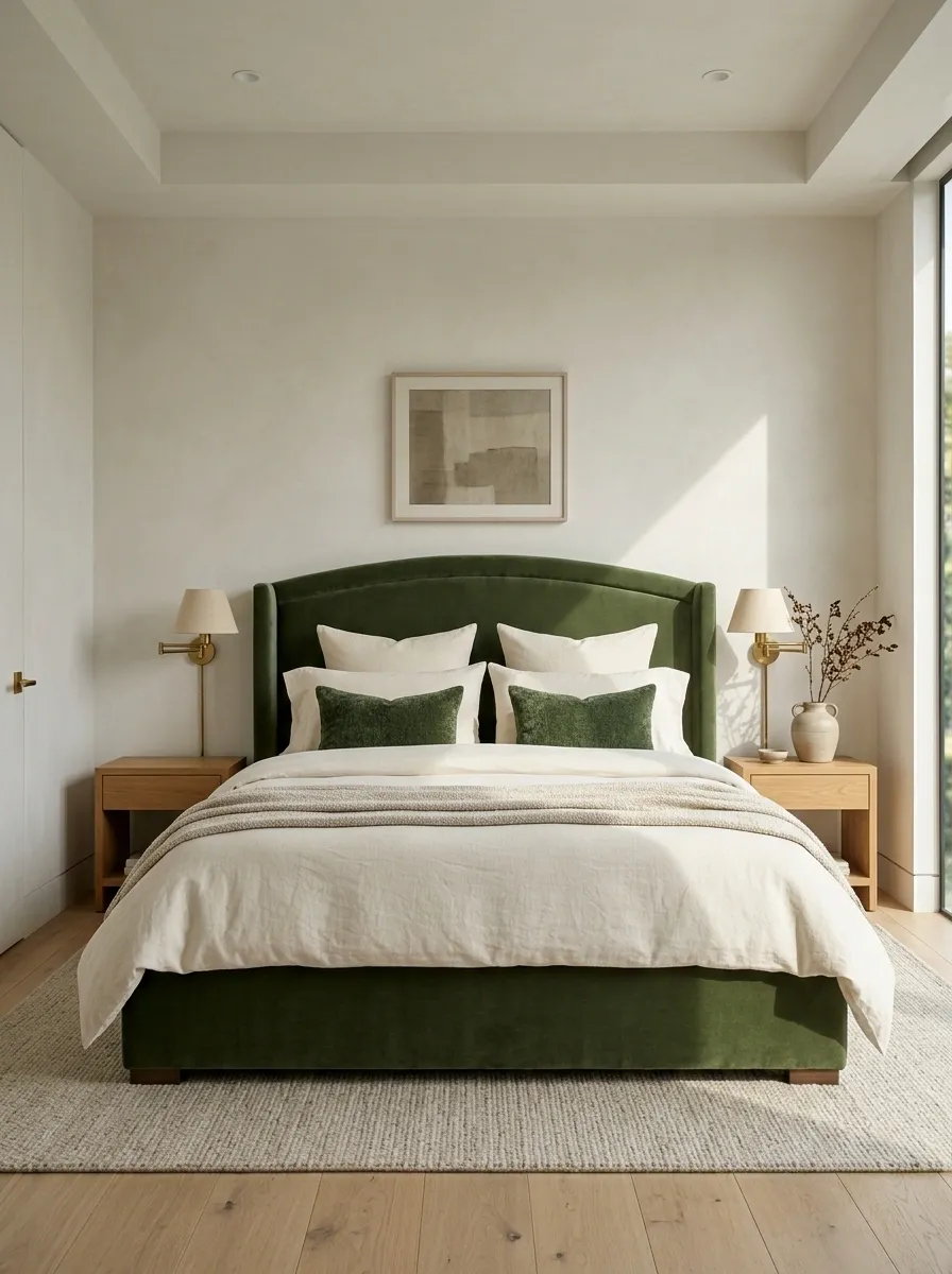 Use Green Upholstery as the Main Bedroom Statement