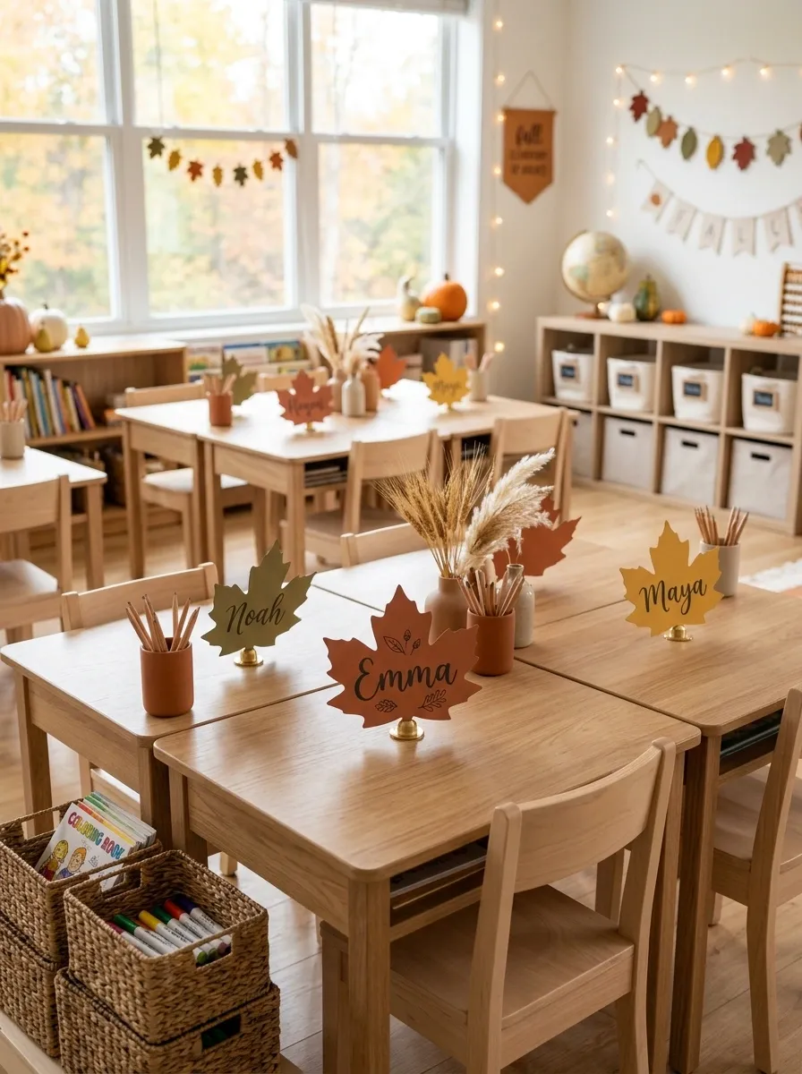 Use Leaf-Shaped Student Name Cards for a Seasonal Touch