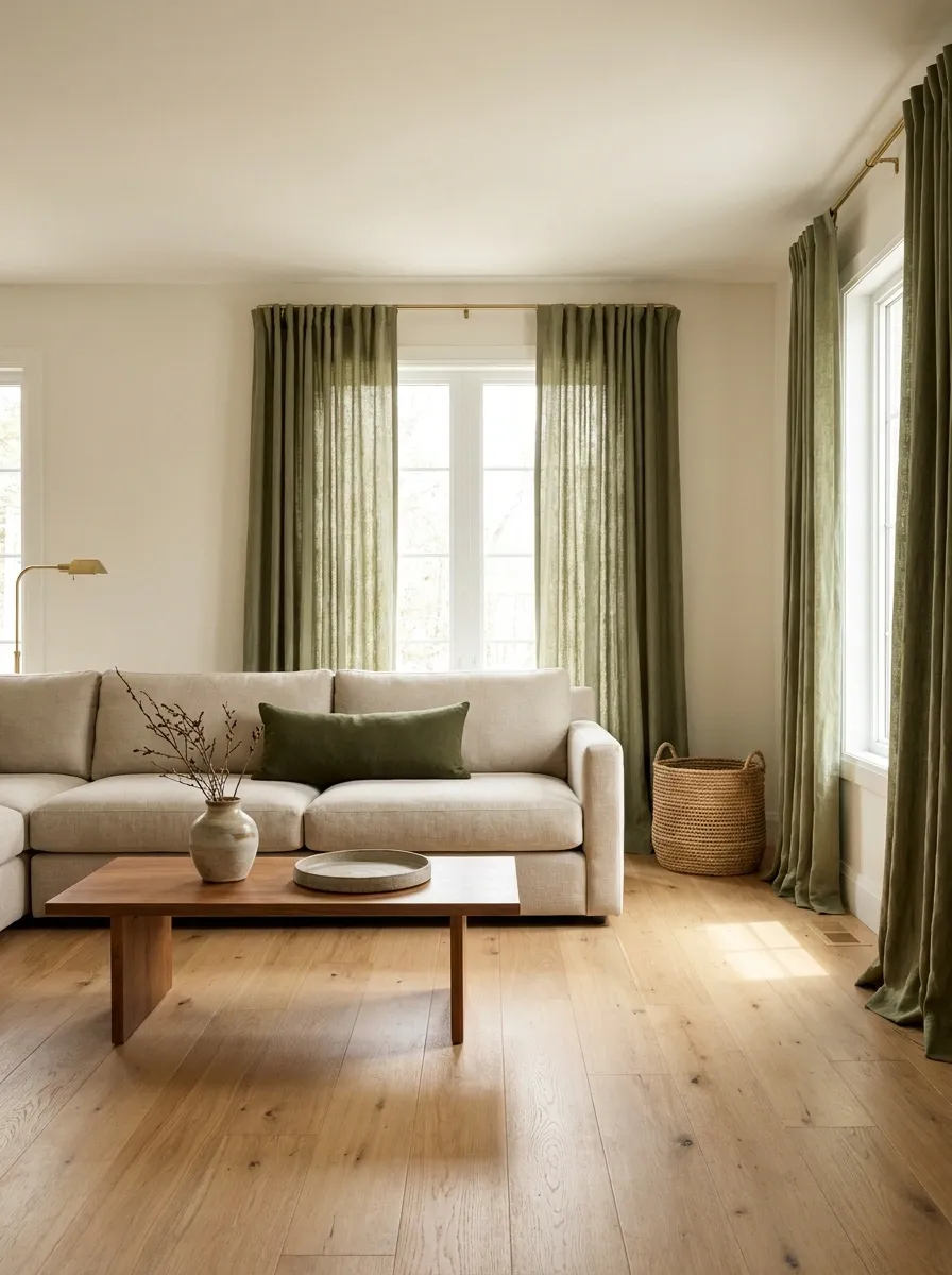 Use Olive Curtains to Add Color Without Repainting the Room