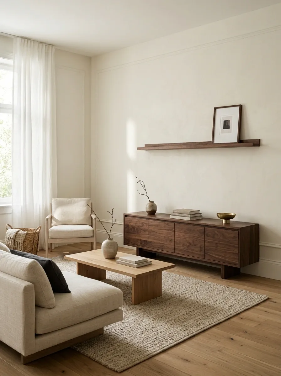 Use One Dark Wood Piece to Ground the Room
