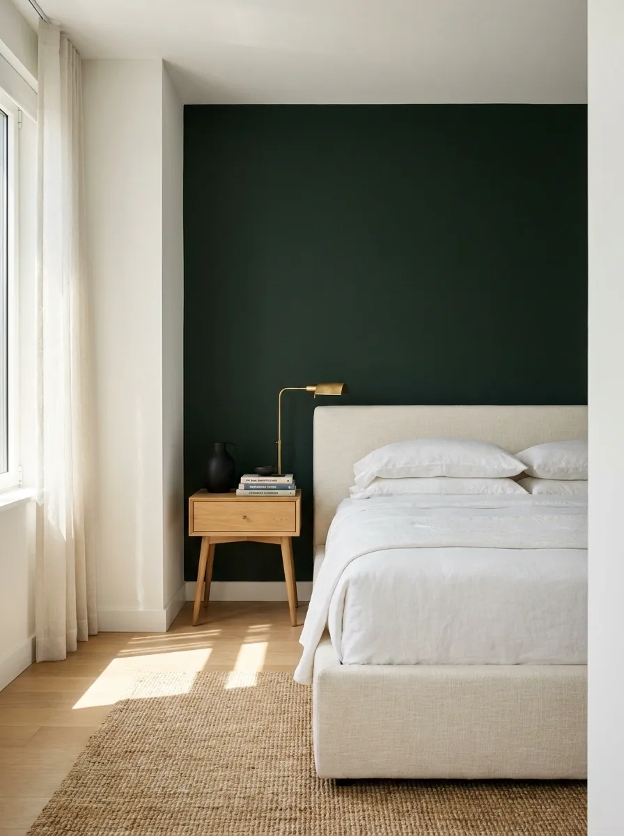 Use One Green Wall in a Small Bedroom